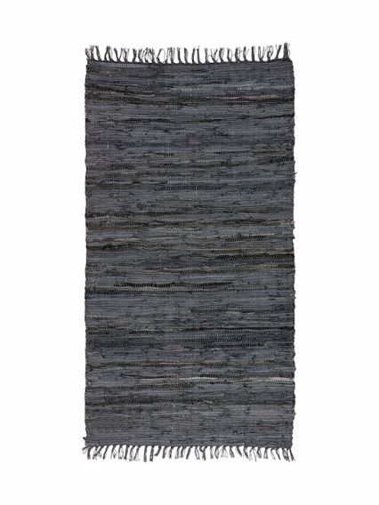 ΠΕΡΣΙΚΑ Χαλί Δερμάτινο με Κρόσσια 'Leather Rugs Solid' 130227/02A Charcoal 70x130cm PRS030584
